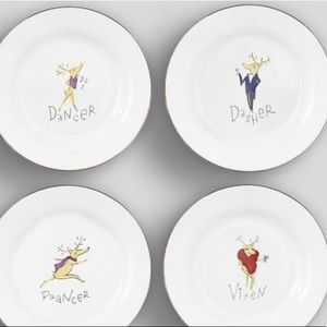 Pottery Barn Reindeer Cocktail Plates - set of 4